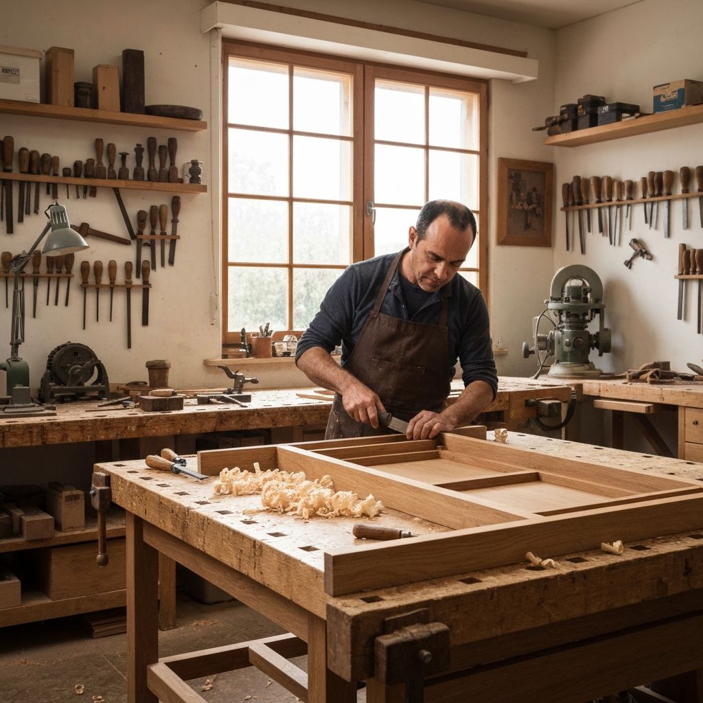 Craftsman working in a furniture workshop